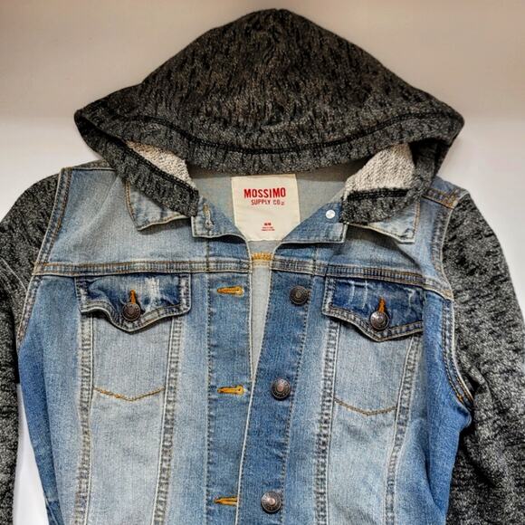 Denim Vest Hoodie Jacket, Size Medium, Blue Jean Heather Grey - Picture 2 of 10